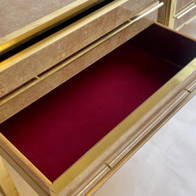 Late 20th Century Pair of Wood Brass Red Murano Art Glass Night Stands