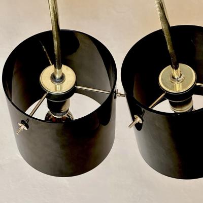 Late 20th Century Round Brass w Black Murano Glass Light Diffusers Flush Mount