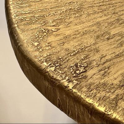 Late 20th Century Sculptural Roundish Brass Top and Blak Iron Coffee Table