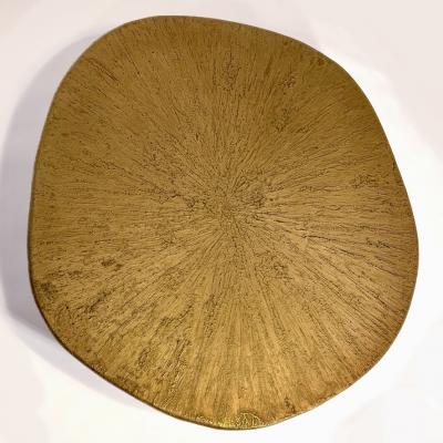 Late 20th Century Sculptural Roundish Brass Top and Blak Iron Coffee Table