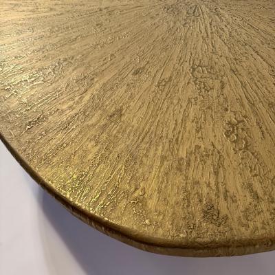 Late 20th Century Sculptural Roundish Brass Top and Blak Iron Coffee Table