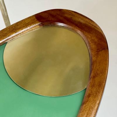 Late 20th Century Wood Brass Green Opaline Glass Amorphous Shape Coffee Table