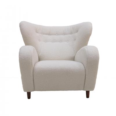 Late 20th Century Wool and Solid Wood Pair of Armchairs Norway