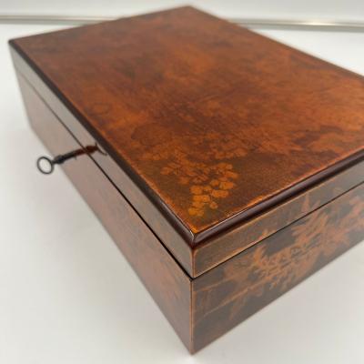 Late Biedermeier Jewelry Box Printed beech Germany circa 1840