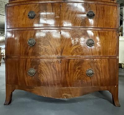 Late George III Mahogany Bowfront Chest on Chest