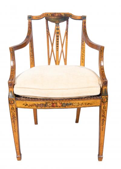Late George III Satinwood And Painted Armchair