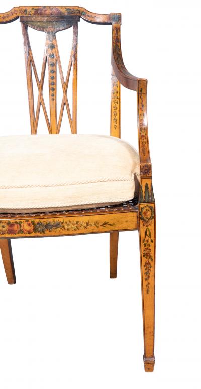 Late George III Satinwood And Painted Armchair