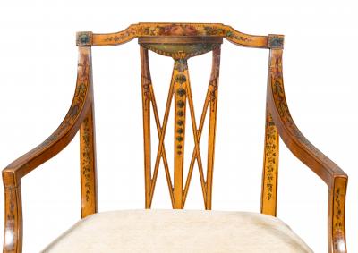 Late George III Satinwood And Painted Armchair