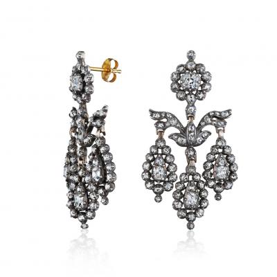 Late Georgian Girandole Diamond Earrings