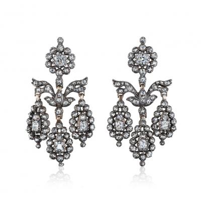 Late Georgian Girandole Diamond Earrings
