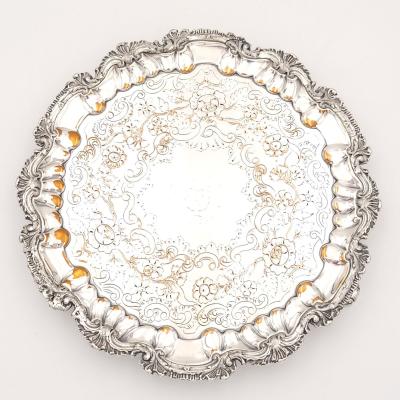 Late Georgian Sheffield Plate Footed Salver England circa 1830