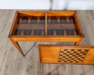 Late Gustavian Cherry and Nutwood Game Table with Checkerboard and Backgammon