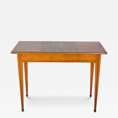 Late Gustavian Cherry and Nutwood Game Table with Checkerboard and Backgammon