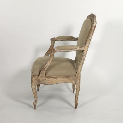 Late Gustavian Period Painted Open Arm Chair Sweden circa 1810