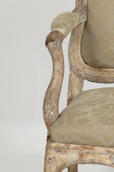 Late Gustavian Period Painted Open Arm Chair Sweden circa 1810