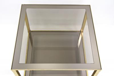 Late Mid Century Regency Brass Side Table Smoked Glass Italy ca 1970
