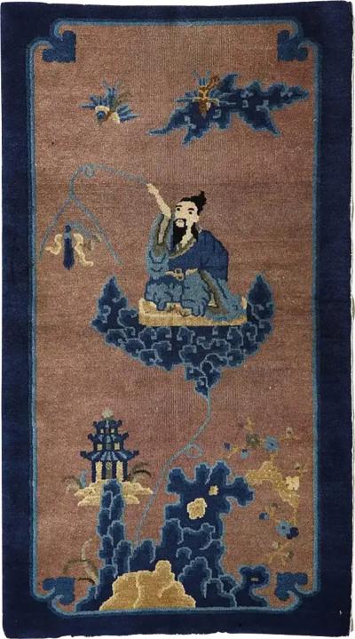 Late Ming c a Antique Carpet with emperor on clouds