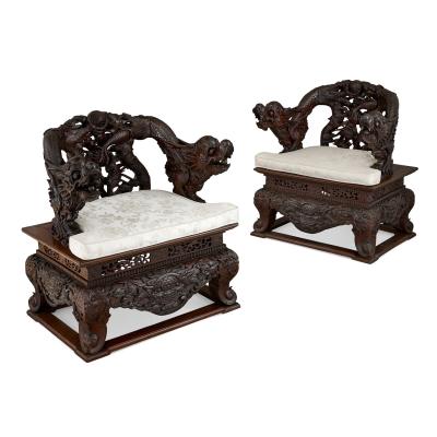 Late Qing Dynasty Hongmu Armchairs