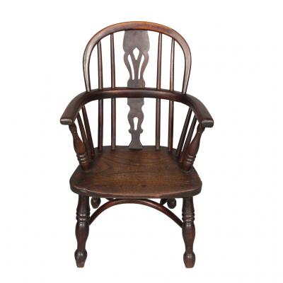 Late Regency Childs Yew and Elm Windsor Armchair