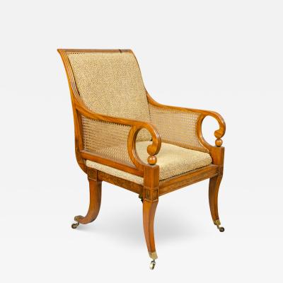 Late Regency Satinwood and Painted Armchair