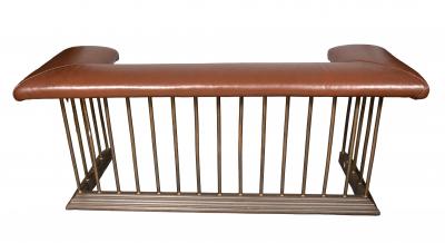 Late Victorian Brass And Leather Club Fender