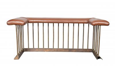 Late Victorian Brass And Leather Club Fender