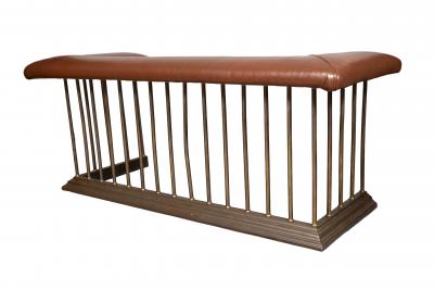 Late Victorian Brass And Leather Club Fender