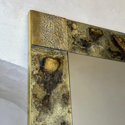Late20th Century Italian Bronze Mirror Etched Brass w Bronze Abstract Plaques