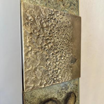 Late20th Century Italian Bronze Mirror Etched Brass w Bronze Abstract Plaques