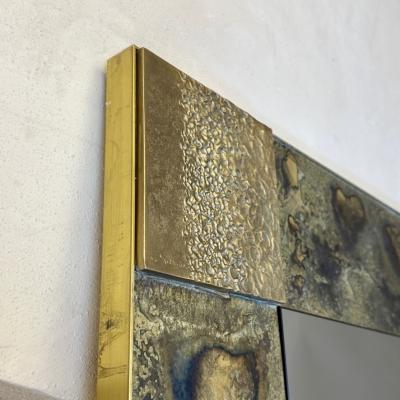 Late20th Century Italian Bronze Mirror Etched Brass w Bronze Abstract Plaques