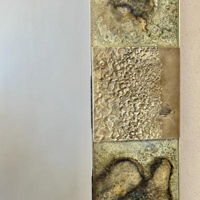 Late20th Century Italian Bronze Mirror Etched Brass w Bronze Abstract Plaques