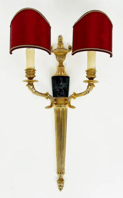 Laudarte SLR Gilt Bronze Wall Sconces with Marble Insets Pair of Tania AP 2L