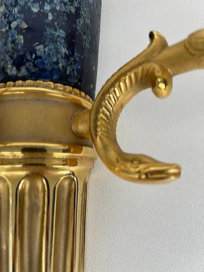 Laudarte SLR Gilt Bronze Wall Sconces with Marble Insets Pair of Tania AP 2L