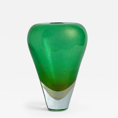 Laura Diaz de Santillana Italian Emerald and Gold Sommerso Vessel 1980 s