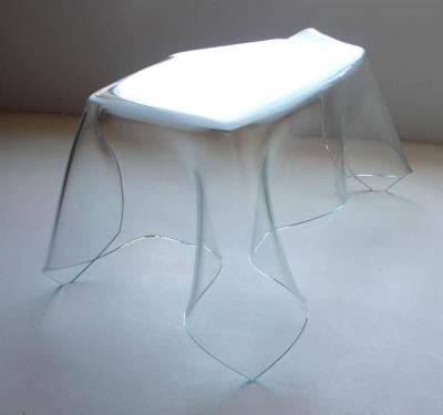Laurel Fyfe Laurel Fyfe Custom Designed Slumped Glass Desk 1980s