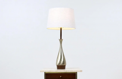 Laurel Light Co Mid Century Modern Sculpted Brass Table Lamp by Laurel