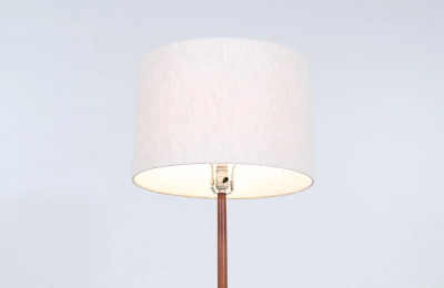 Laurel Light Co Mid Century Sculpted Walnut Floor Lamp with Travertine Stone by Laurel