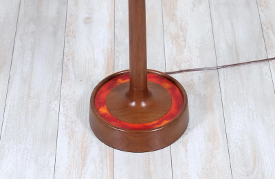 Laurel Light Co Mid Century Sculpted Walnut Floor Lamp with Travertine Stone by Laurel
