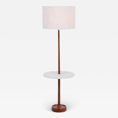 Laurel Light Co Mid Century Sculpted Walnut Floor Lamp with Travertine Stone by Laurel