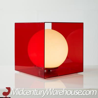 Laurel Mid Century Red Acrylic Cube Lamp