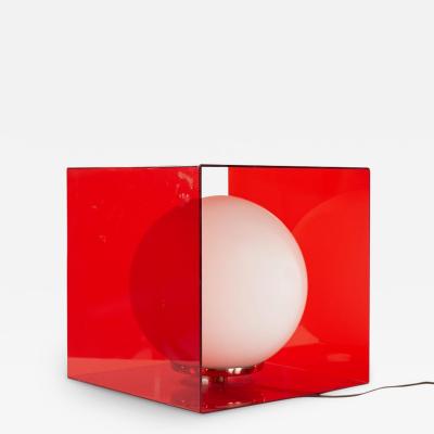 Laurel Mid Century Red Acrylic Cube Lamp