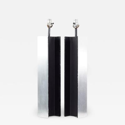 Laurel Mid Century Steel I Beam Lamps Pair