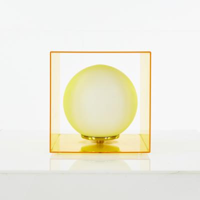 Laurel Mid Century Yellow Acrylic Cube Lamp