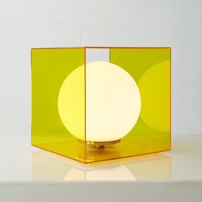Laurel Mid Century Yellow Acrylic Cube Lamp