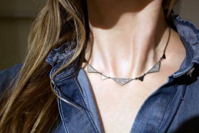 Lauren Harper 1 92 Carat Shimmering Diamond Oxidized Silver Trinity Necklace Lauren Harper