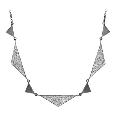 Lauren Harper 1 92 Carat Shimmering Diamond Oxidized Silver Trinity Necklace Lauren Harper
