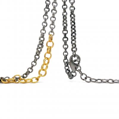 Lauren Harper Rainbow Moonstone White Diamond Double Link Chain Long Necklace Lauren Harper