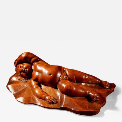 Laurent Delvaux A Very Interesting Carved Fruitwood Sleeping Child Attributed To Laurent Delvaux