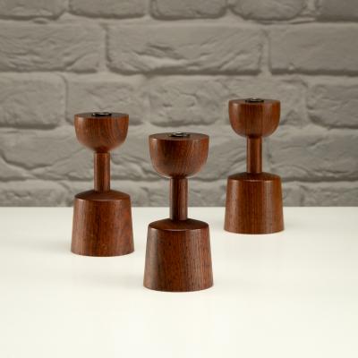 Laurids L nborg Set of 3 Rosewood Candlesticks by Laurids L nborg Denmark 1960s