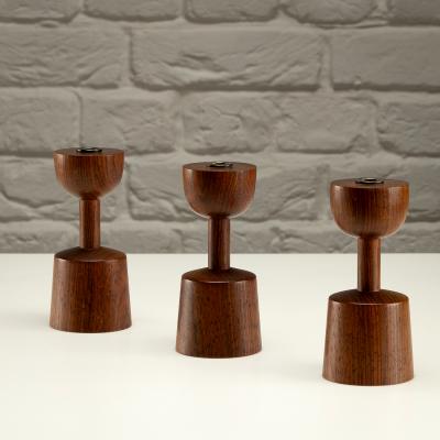 Laurids L nborg Set of 3 Rosewood Candlesticks by Laurids L nborg Denmark 1960s